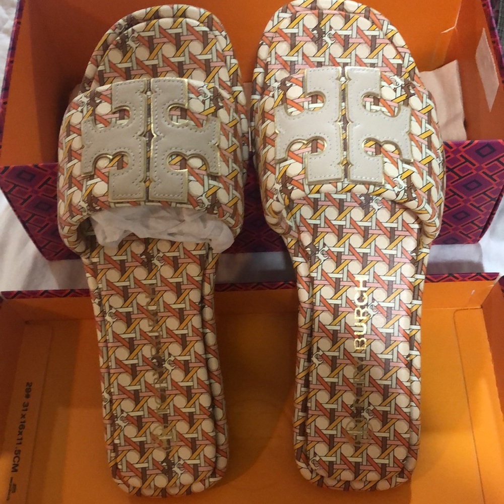 Tory Burch Double T Slides Size 9.5 - image 2